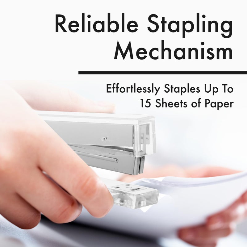 OfficeGoods Acrylic Stapler â€“ Aesthetic & Durable Silver Desk Staple for Modern Office â€“ Stylish & Compact Office Supplies for Women & Men - Image 5